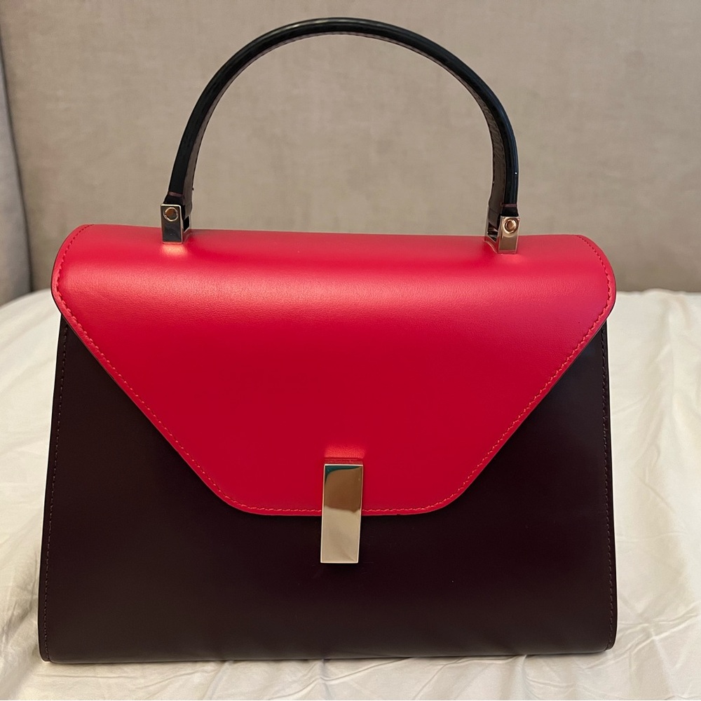 Valextra Iside Medium Red Maroon top handle shoulder bag